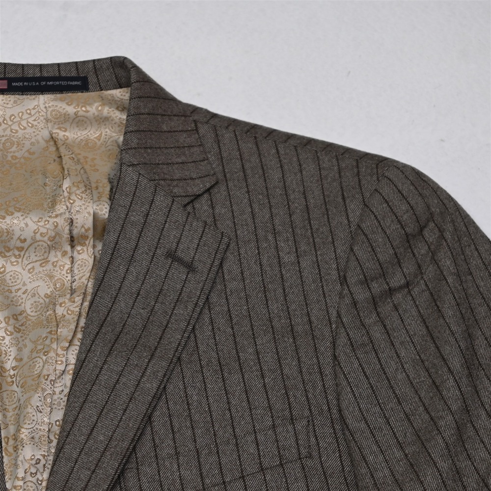 Hart Schaffner Marx‎ 42R 36x32 Brown Striped Wool Flannel USA Made Mens Suit - Picture 3 of 12